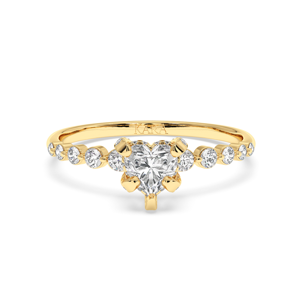 Engagement ring with Heart diamond of 0.30 ct and side diamonds of 0.27 ct