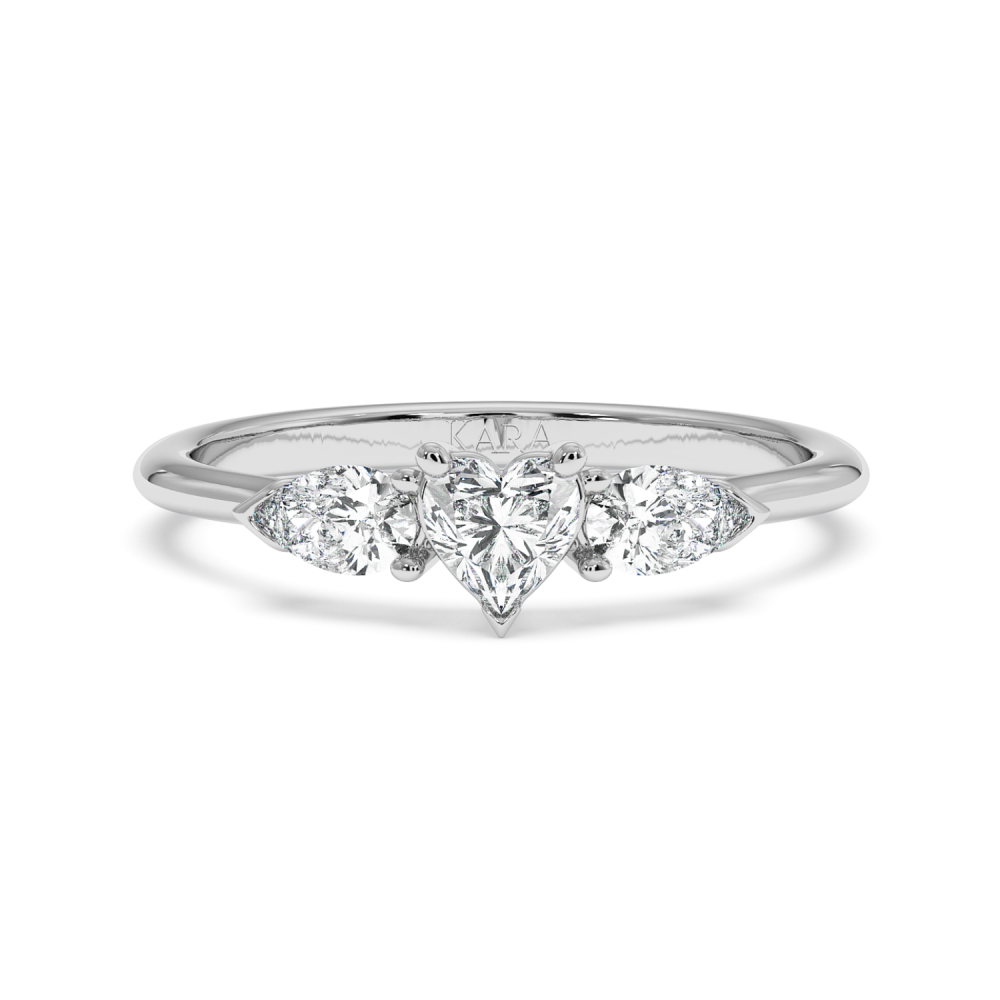 Engagement ring with 0.30 ct Heart diamond and 0.19 ct Pear side diamonds