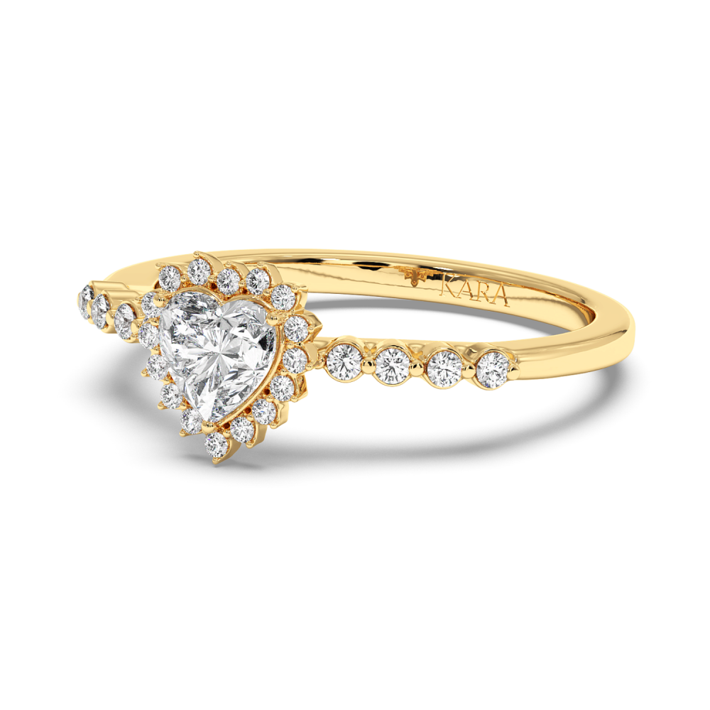 Engagement ring with 0.50 ct Heart diamond and 0.22 ct side diamonds