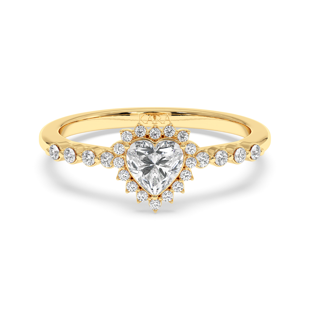 Engagement ring with 0.50 ct Heart diamond and 0.22 ct side diamonds