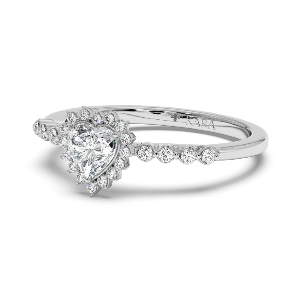 Engagement ring with 0.50 ct Heart diamond and 0.22 ct side diamonds
