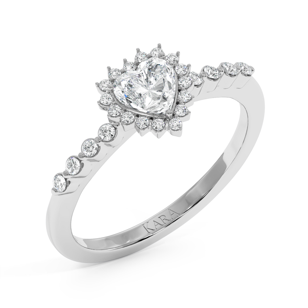 Engagement ring with 0.50 ct Heart diamond and 0.22 ct side diamonds