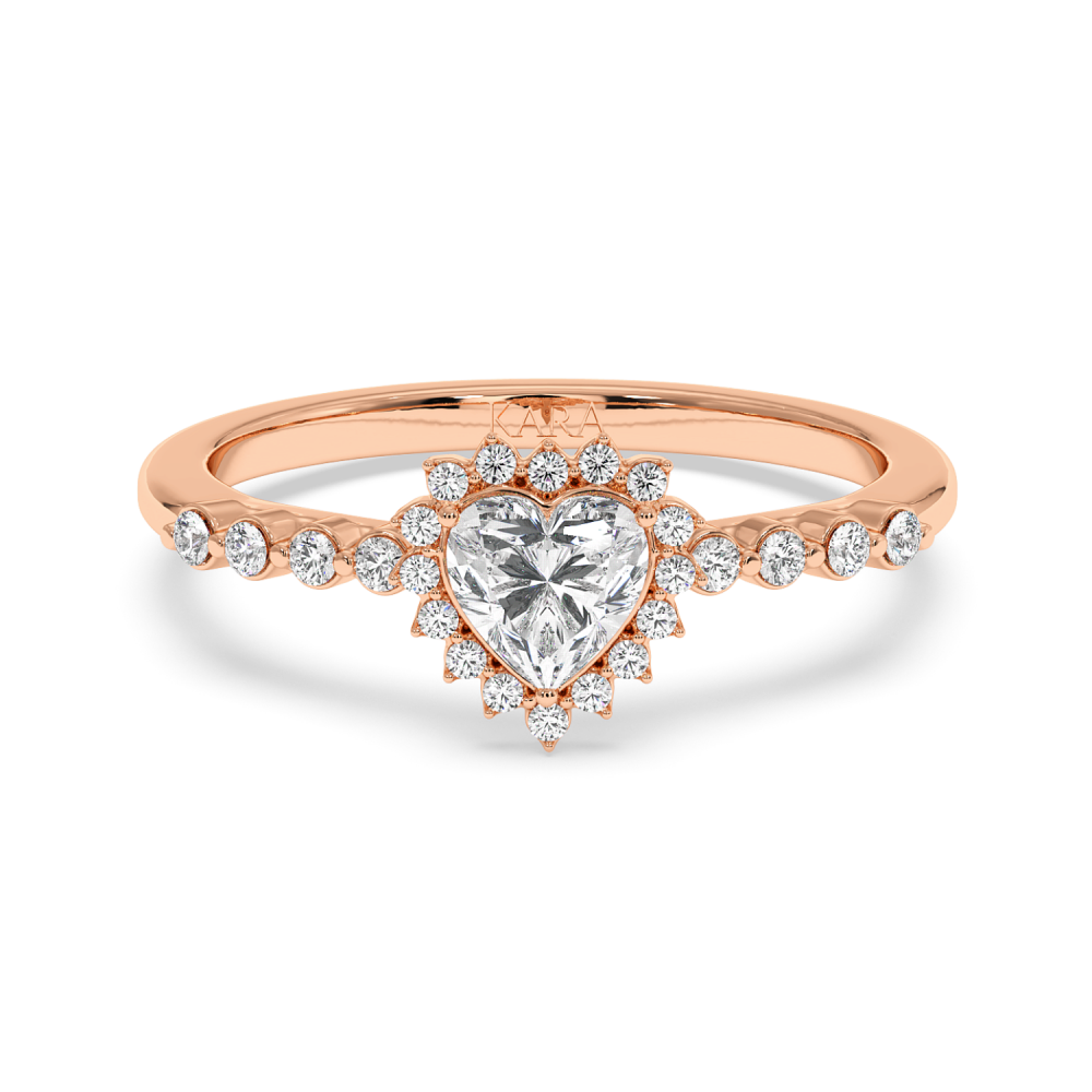 Engagement ring with 0.50 ct Heart diamond and 0.22 ct side diamonds