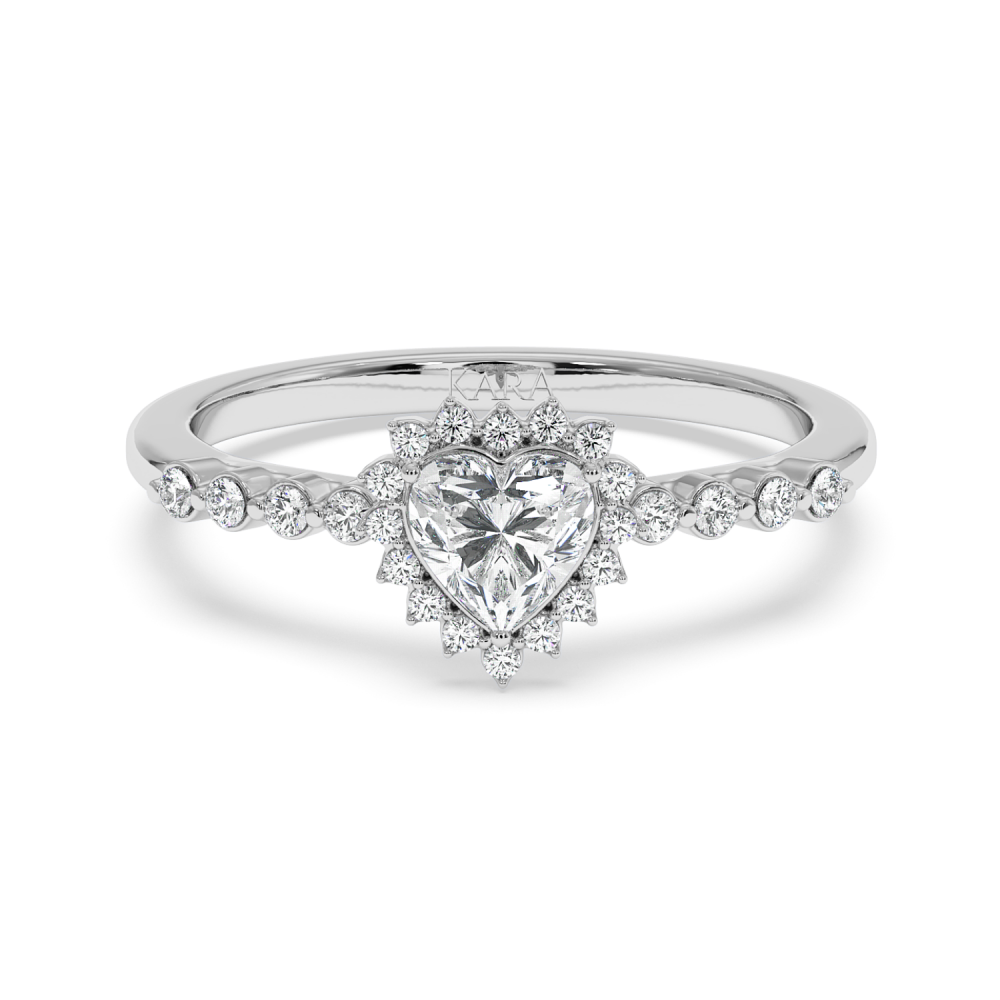 Engagement ring with 0.50 ct Heart diamond and 0.22 ct side diamonds