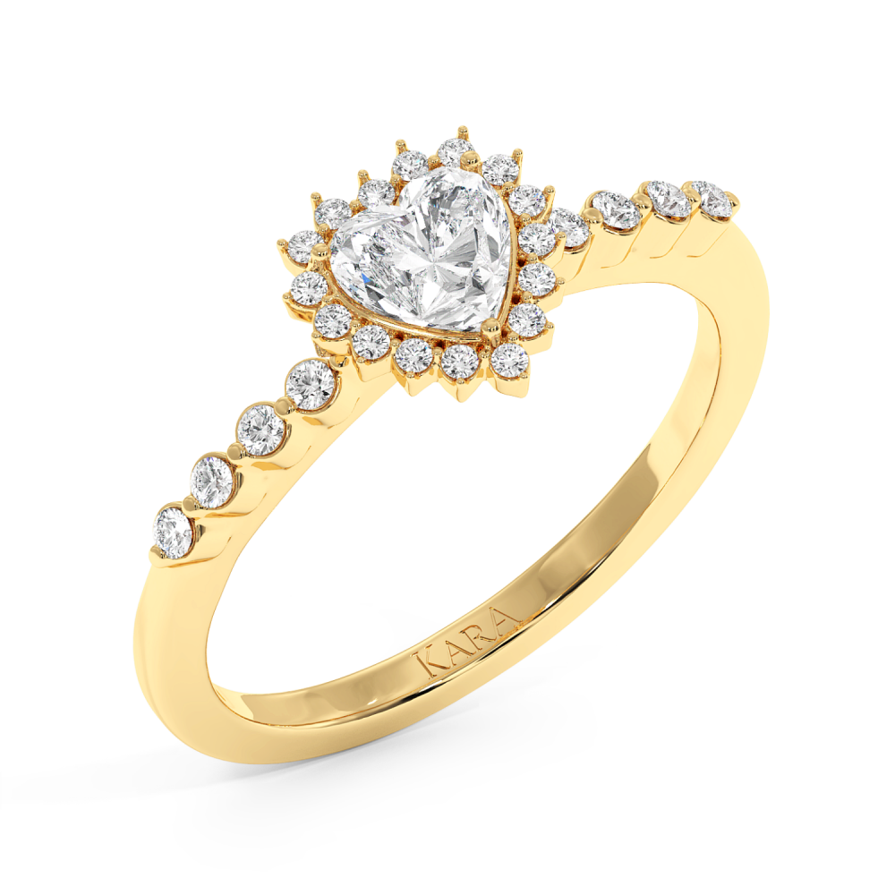 Engagement ring with 0.50 ct Heart diamond and 0.22 ct side diamonds