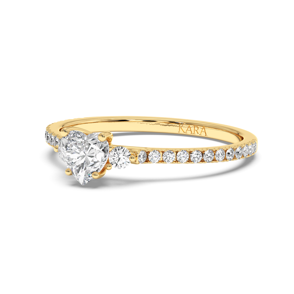 Engagement ring with Heart diamond of 0.50 ct and side diamonds of 0.23 ct