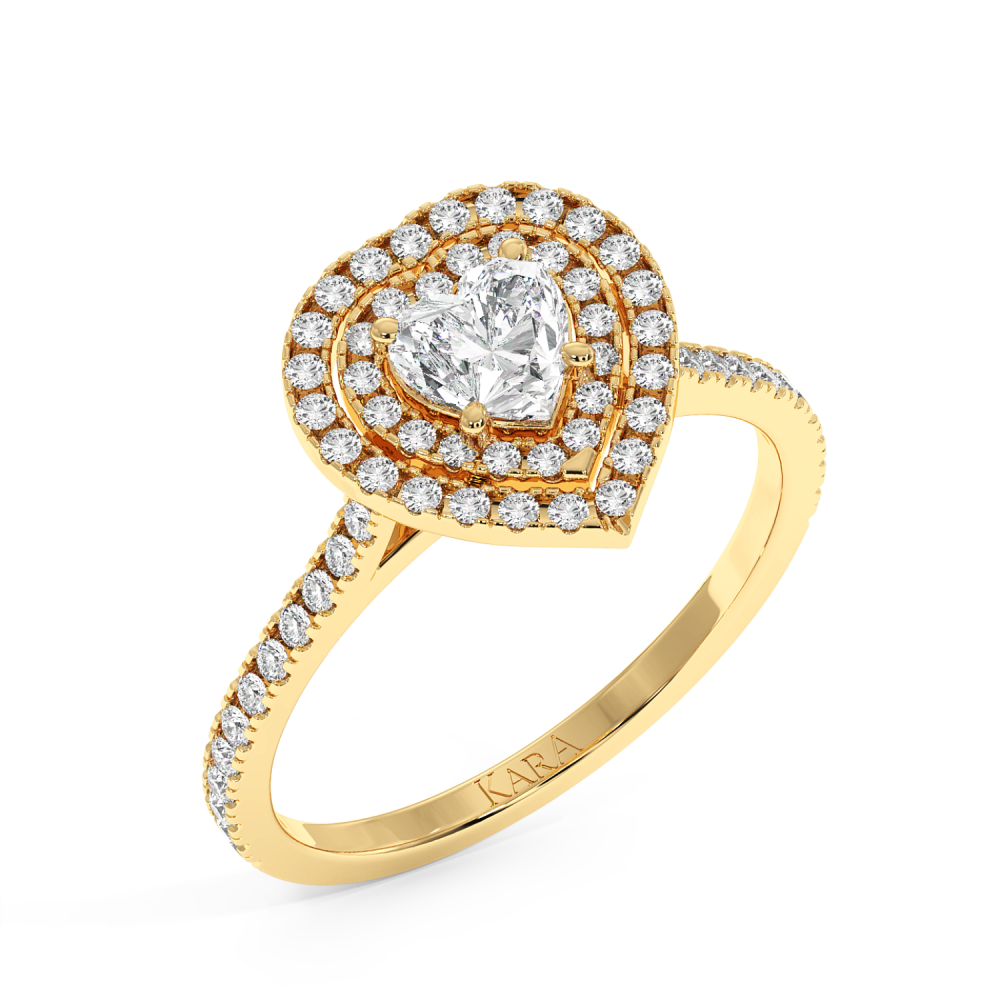 Engagement ring with Heart diamond of 0.50 ct and side diamonds of 0.36 ct