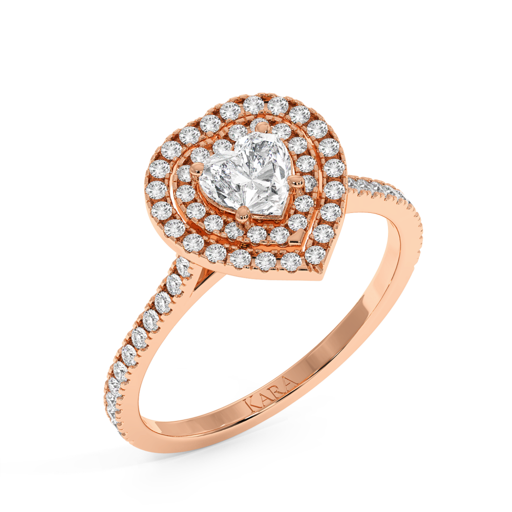 Engagement ring with Heart diamond of 0.50 ct and side diamonds of 0.36 ct