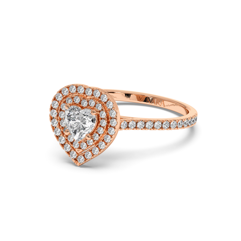 Engagement ring with Heart diamond of 0.50 ct and side diamonds of 0.36 ct