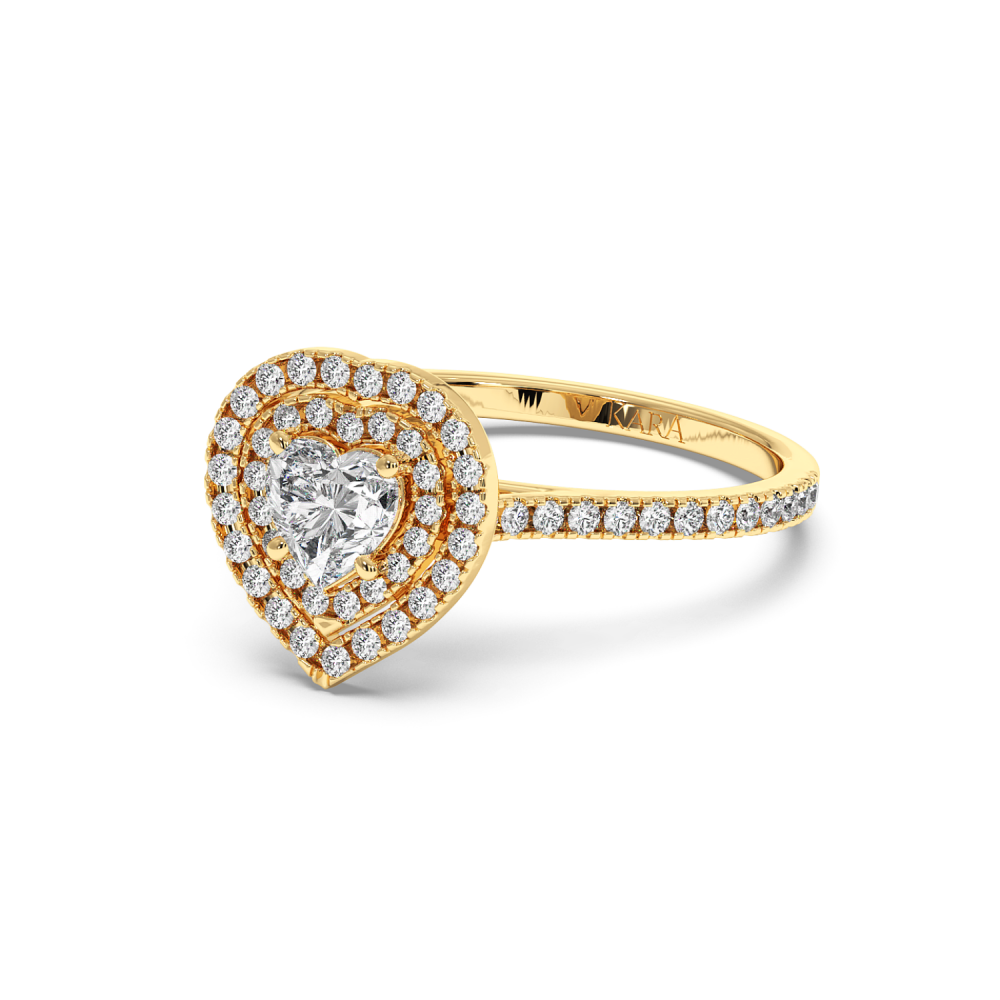 Engagement ring with Heart diamond of 0.50 ct and side diamonds of 0.36 ct