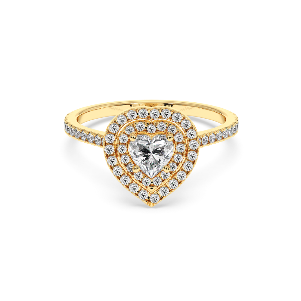 Engagement ring with Heart diamond of 0.50 ct and side diamonds of 0.36 ct