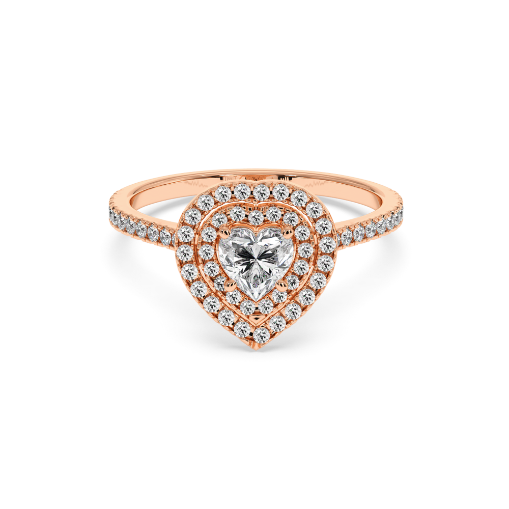 Engagement ring with Heart diamond of 0.50 ct and side diamonds of 0.36 ct