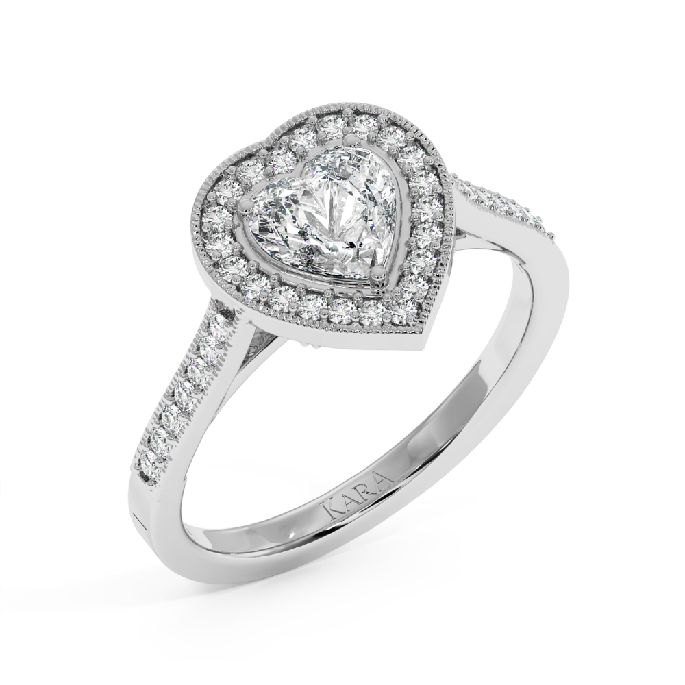 Engagement ring with Heart diamond of 0.70 ct and side diamonds of 0.25 ct