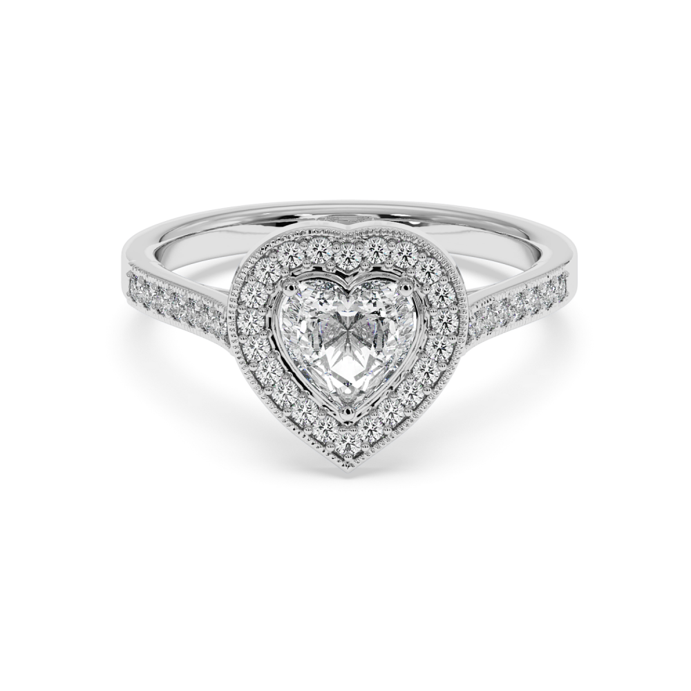 Engagement ring with Heart diamond of 0.70 ct and side diamonds of 0.25 ct