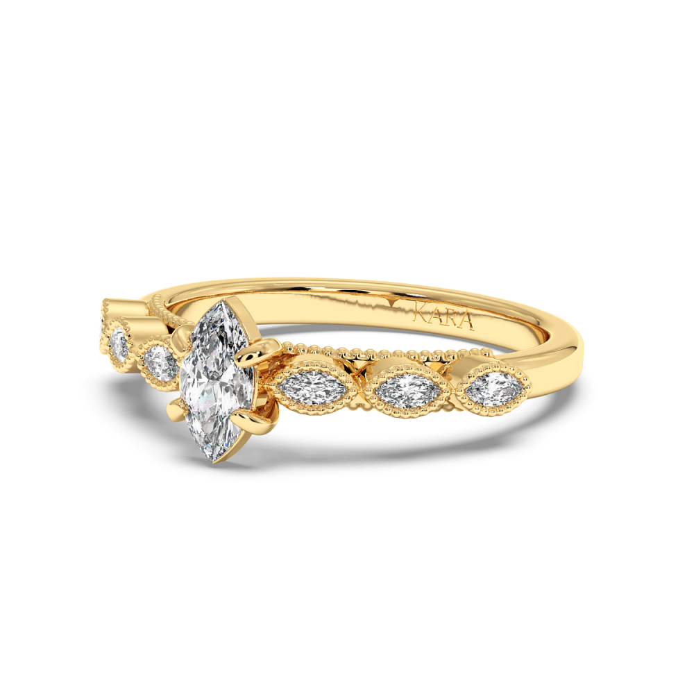 Engagement ring with 0.30 ct Marquise diamond and 0.13 ct side diamonds
