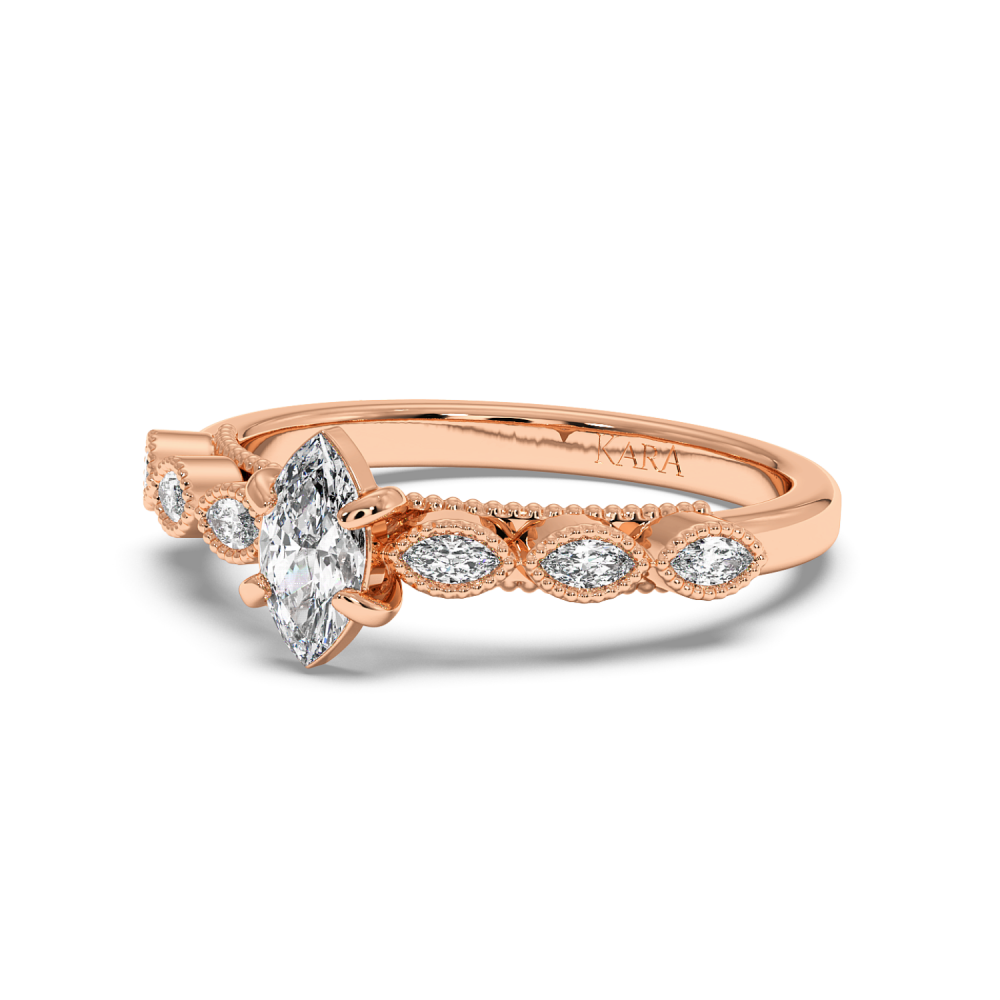 Engagement ring with 0.30 ct Marquise diamond and 0.13 ct side diamonds