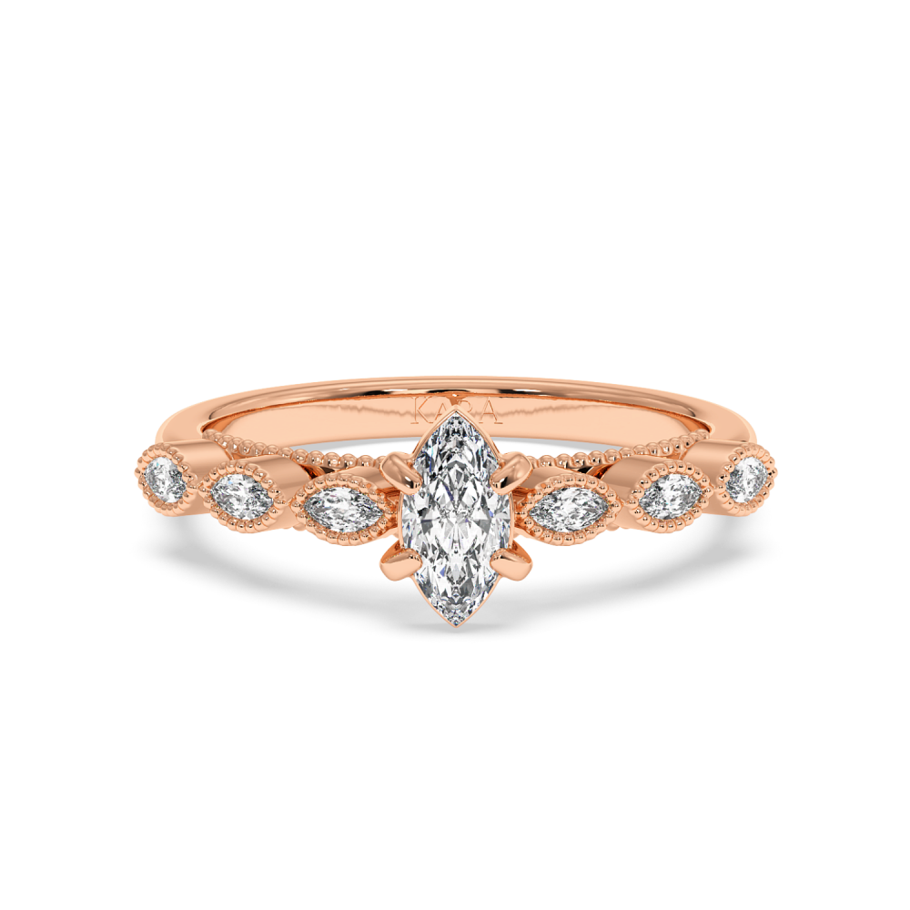 Engagement ring with 0.30 ct Marquise diamond and 0.13 ct side diamonds