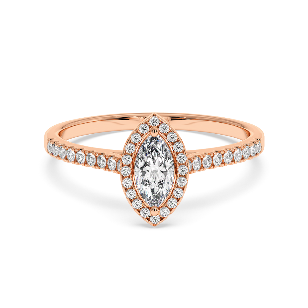 Engagement ring with 0.30 ct Marquise diamond and 0.17 ct side diamonds