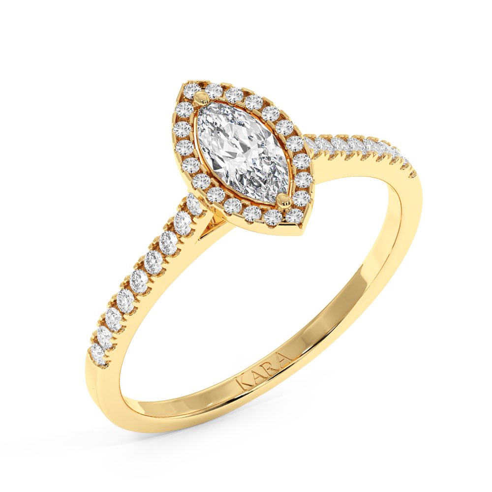 Engagement ring with 0.30 ct Marquise diamond and 0.17 ct side diamonds