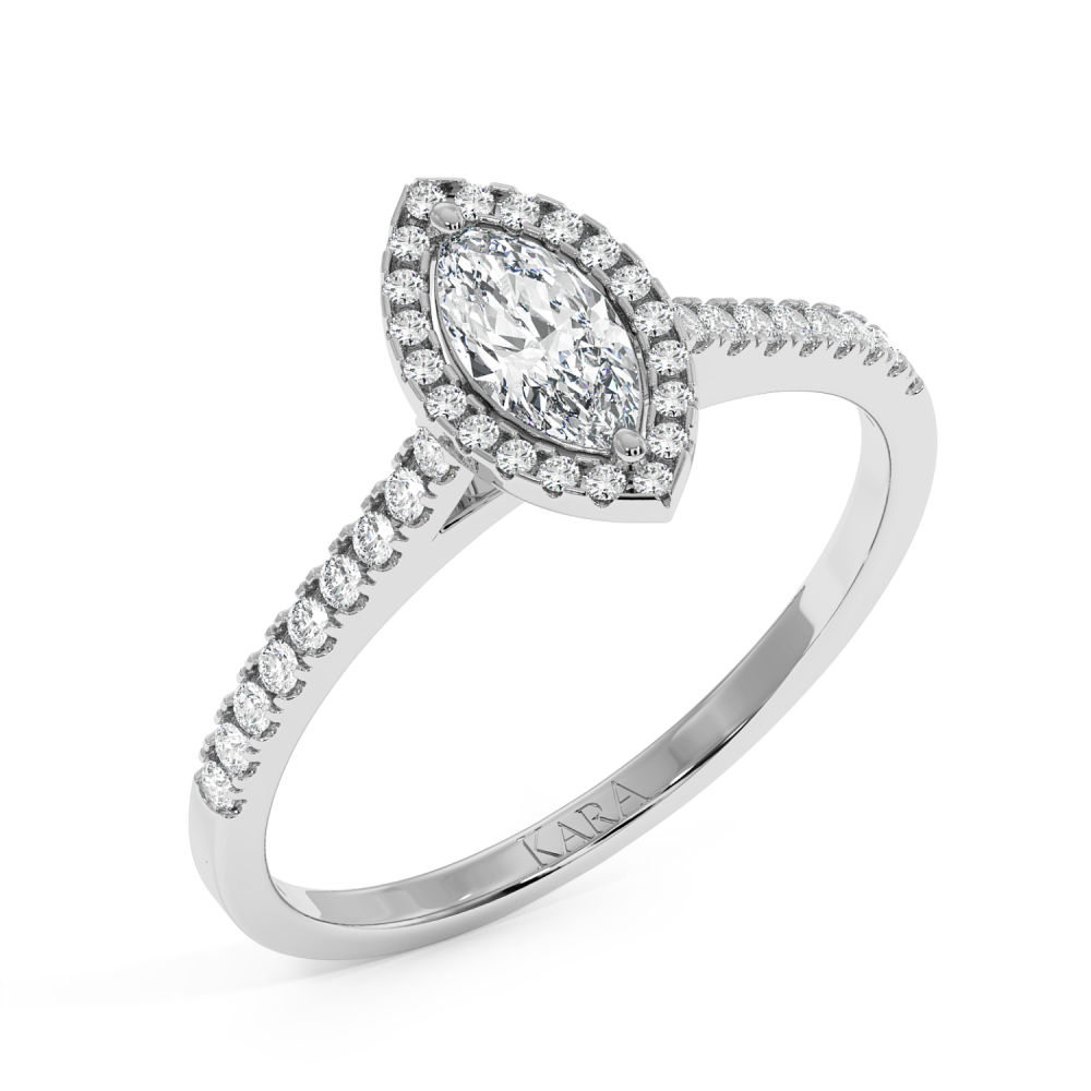 Engagement ring with 0.30 ct Marquise diamond and 0.17 ct side diamonds