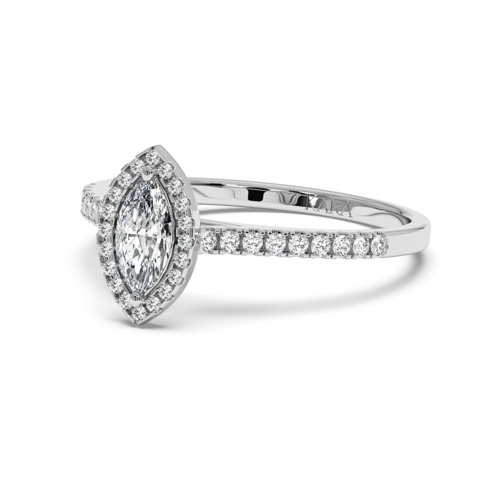Engagement ring with 0.30 ct Marquise diamond and 0.17 ct side diamonds
