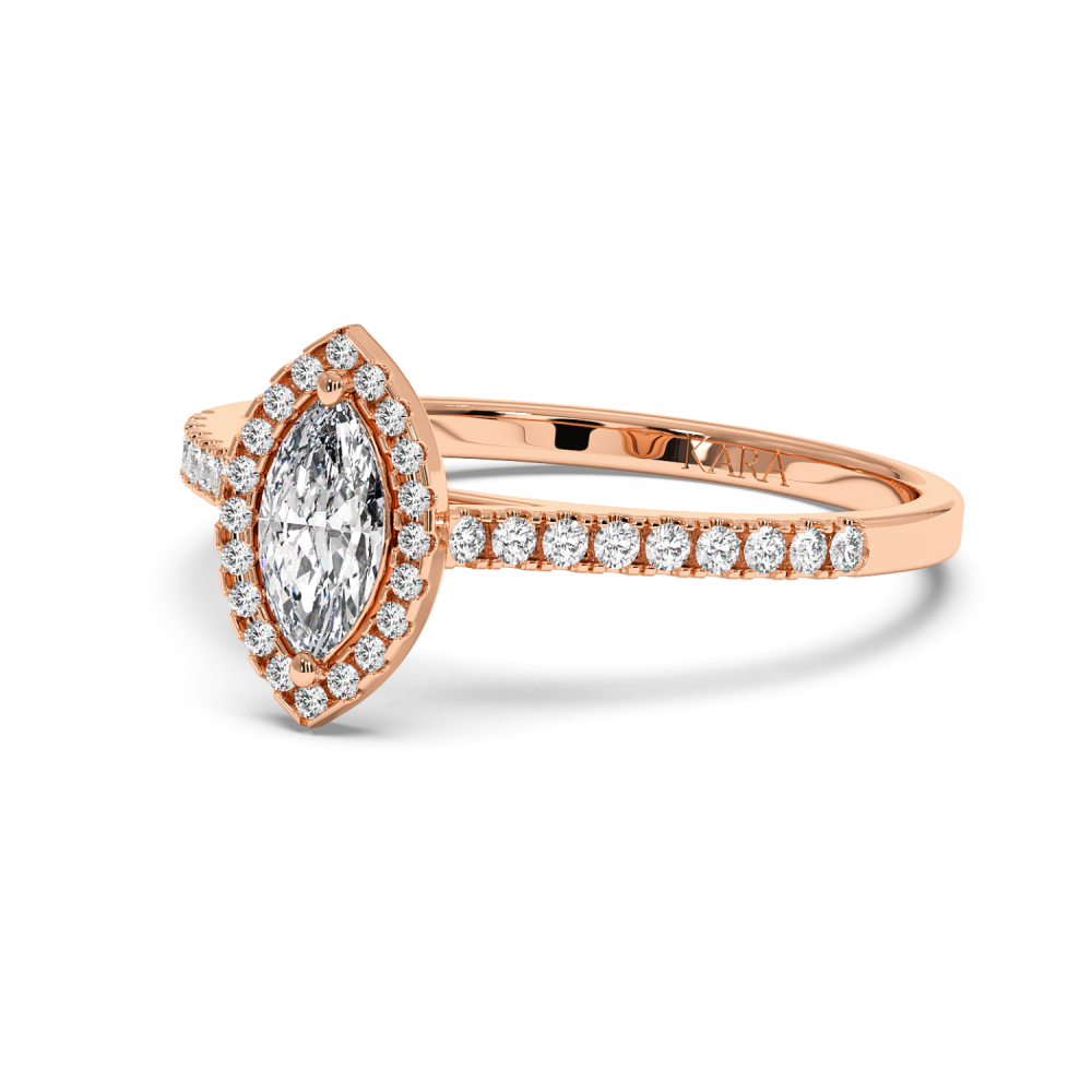 Engagement ring with 0.30 ct Marquise diamond and 0.17 ct side diamonds