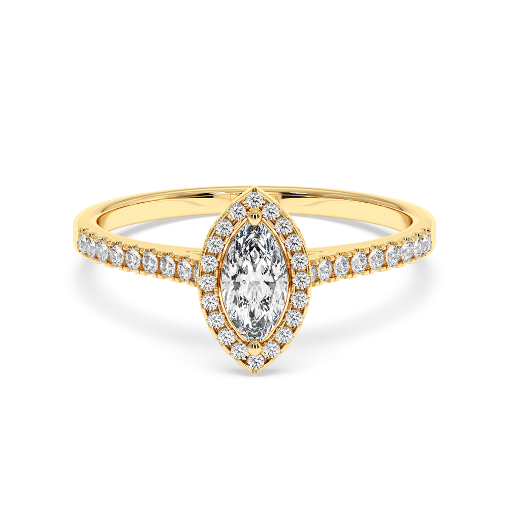 Engagement ring with 0.30 ct Marquise diamond and 0.17 ct side diamonds