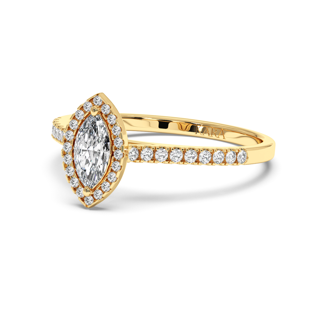 Engagement ring with 0.30 ct Marquise diamond and 0.17 ct side diamonds