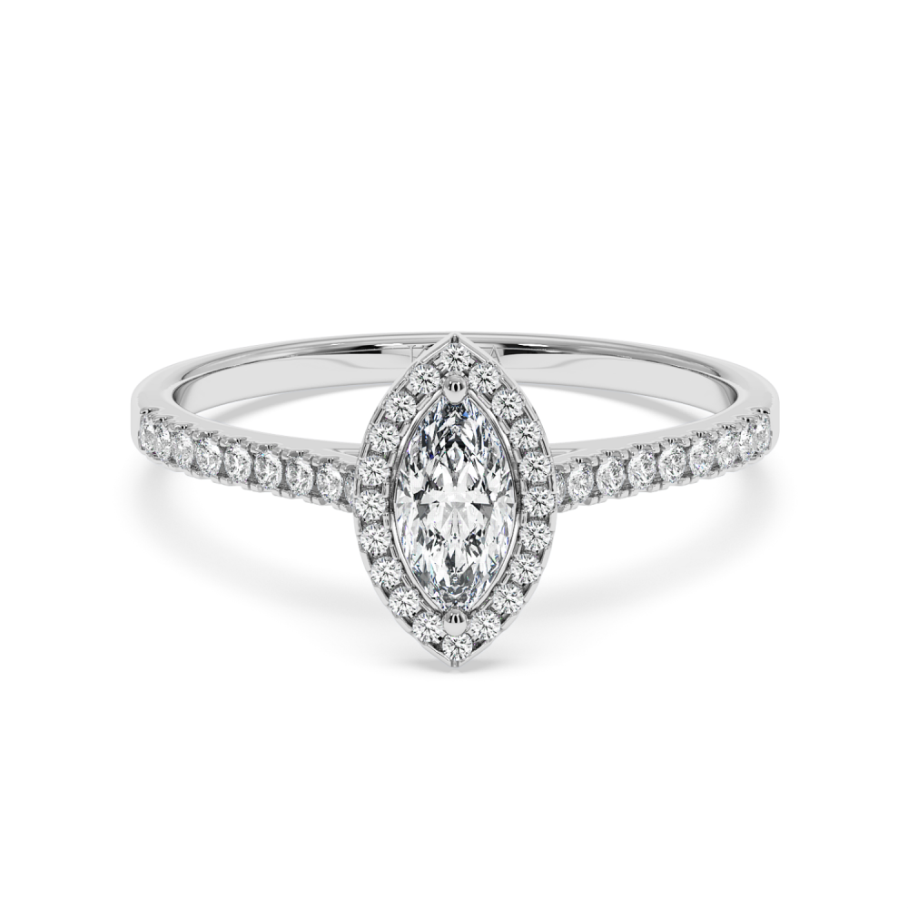 Engagement ring with 0.30 ct Marquise diamond and 0.17 ct side diamonds