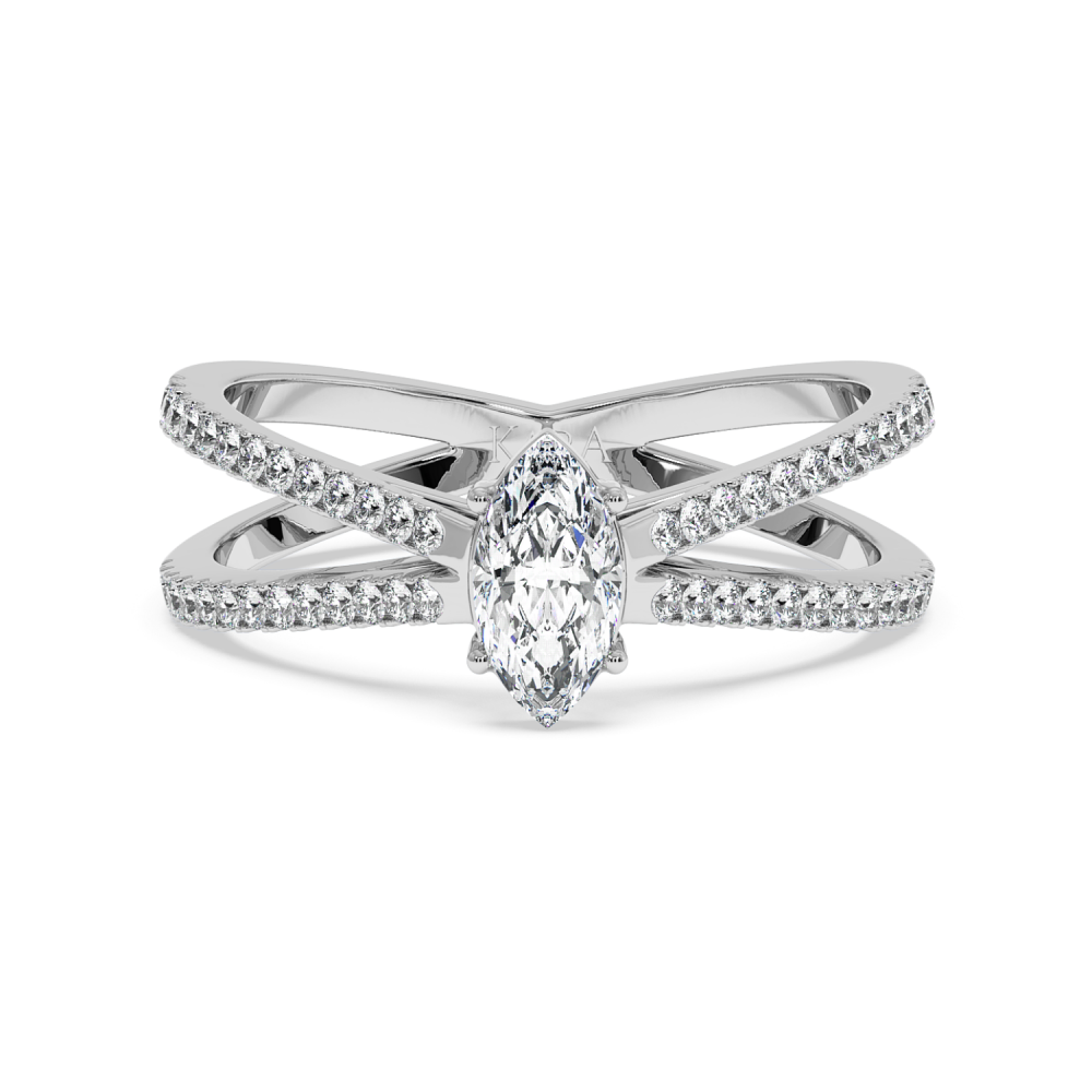 Engagement ring with 0.30 ct Marquise diamond and 0.37 ct side diamonds
