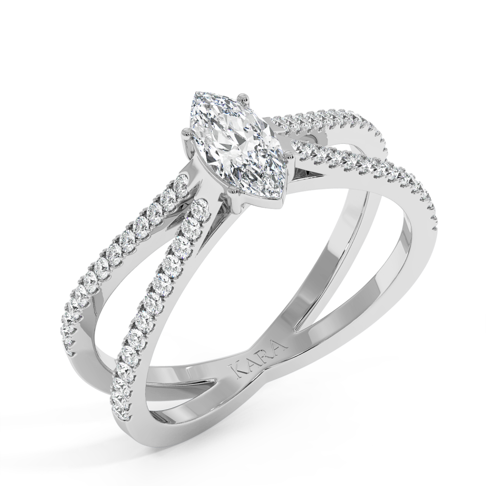 Engagement ring with 0.30 ct Marquise diamond and 0.37 ct side diamonds