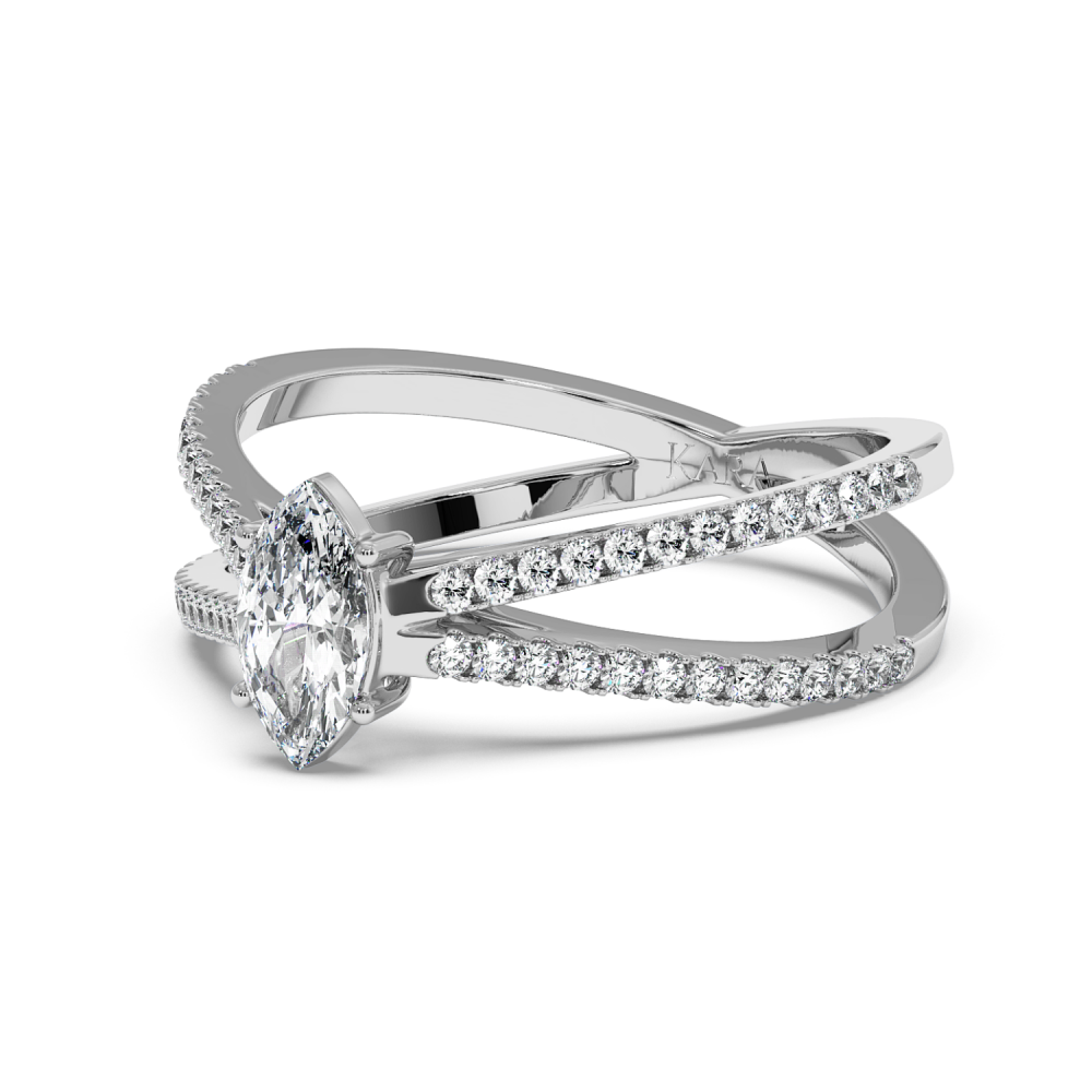 Engagement ring with 0.30 ct Marquise diamond and 0.37 ct side diamonds