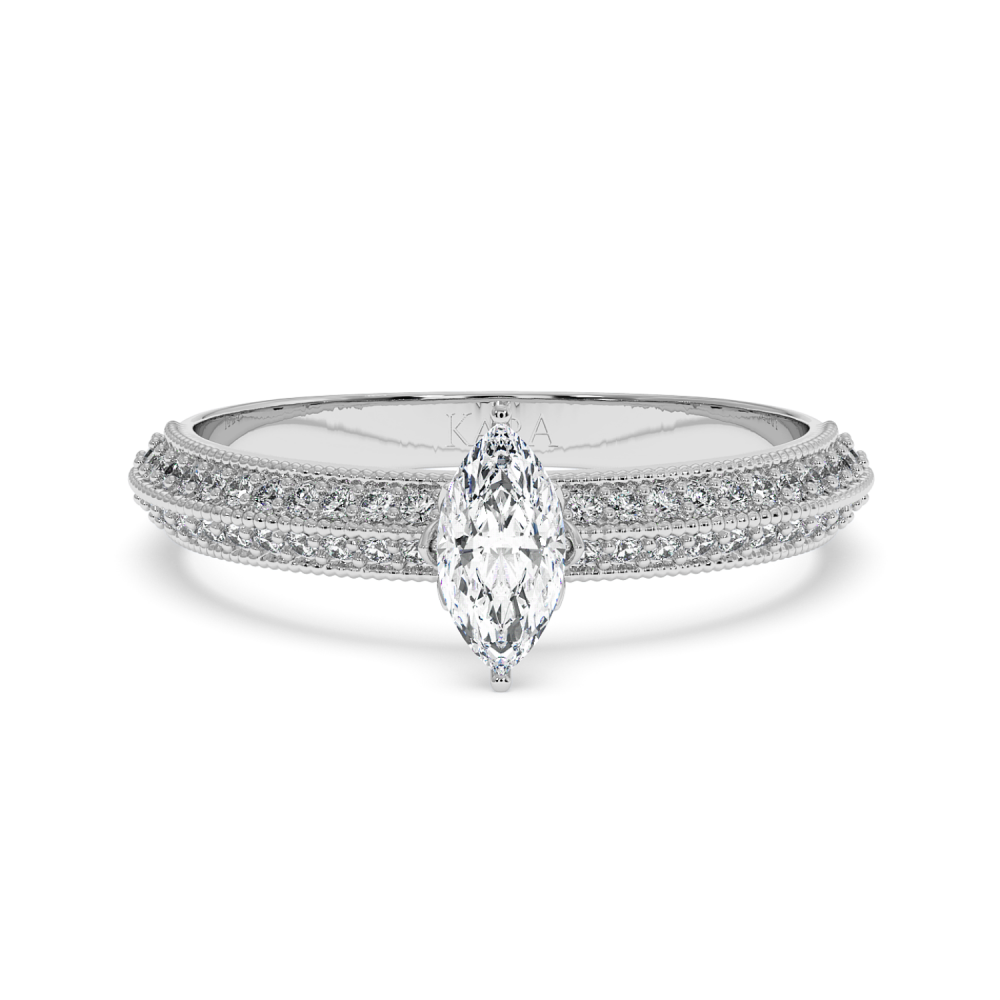 Engagement ring with 0.30 ct Marquise diamond and 0.19 ct side diamonds