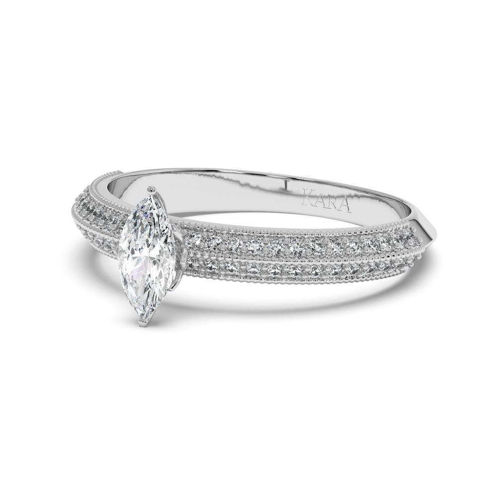 Engagement ring with 0.30 ct Marquise diamond and 0.19 ct side diamonds