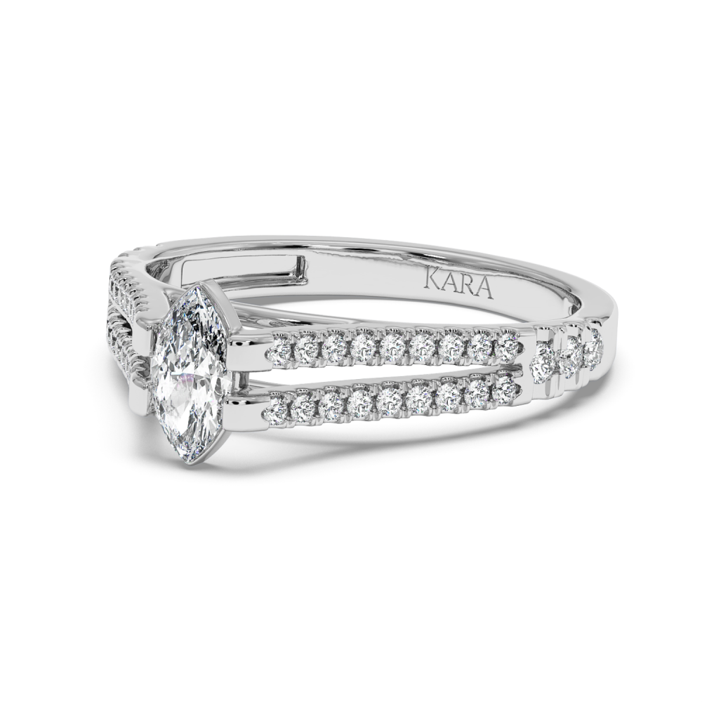 Engagement ring with 0.30 ct Marquise diamond and 0.27 ct side diamonds