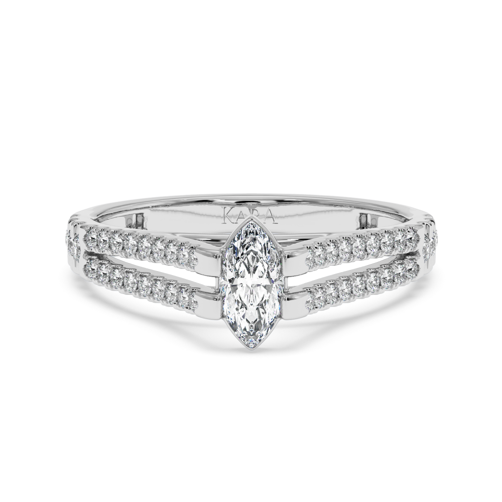 Engagement ring with 0.30 ct Marquise diamond and 0.27 ct side diamonds