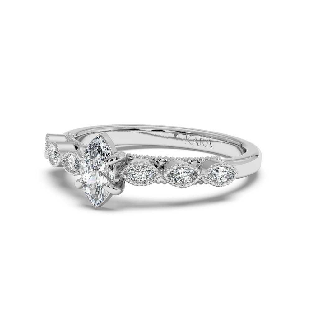 Engagement ring with 0.30 ct Marquise diamond and 0.28 ct side diamonds