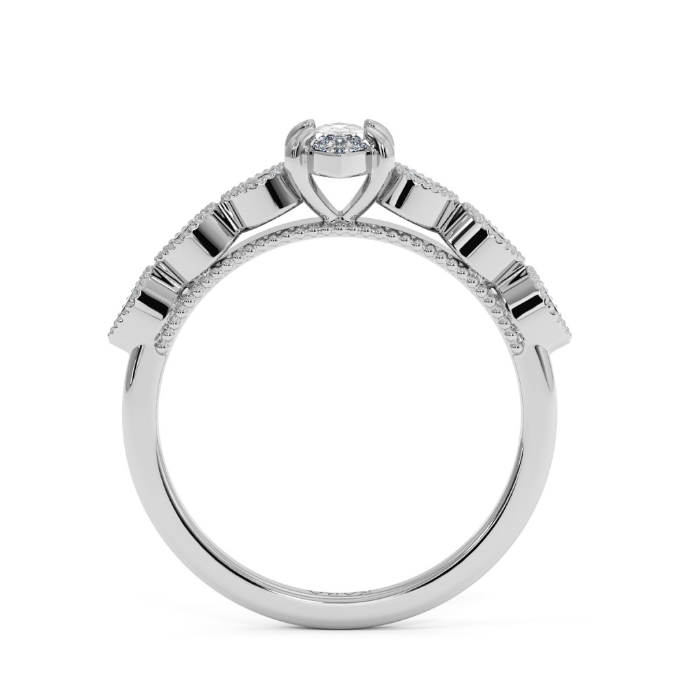 Engagement ring with 0.30 ct Marquise diamond and 0.28 ct side diamonds