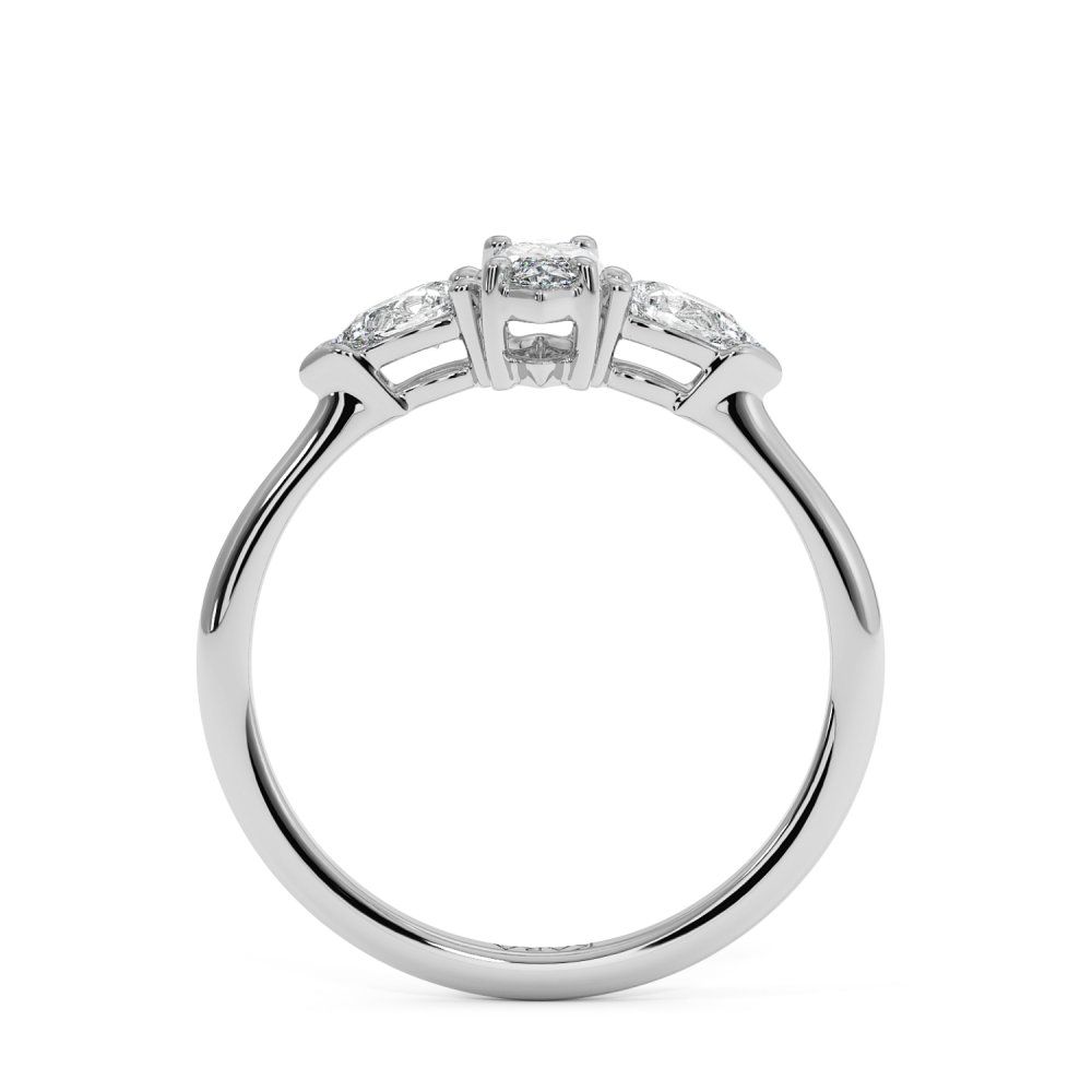 Engagement ring with 0.30 ct Marquise diamond and 0.19 ct Pear side diamonds