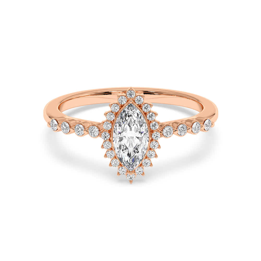 Engagement ring with 0.50 ct Marquise diamond and 0.15 ct side diamonds