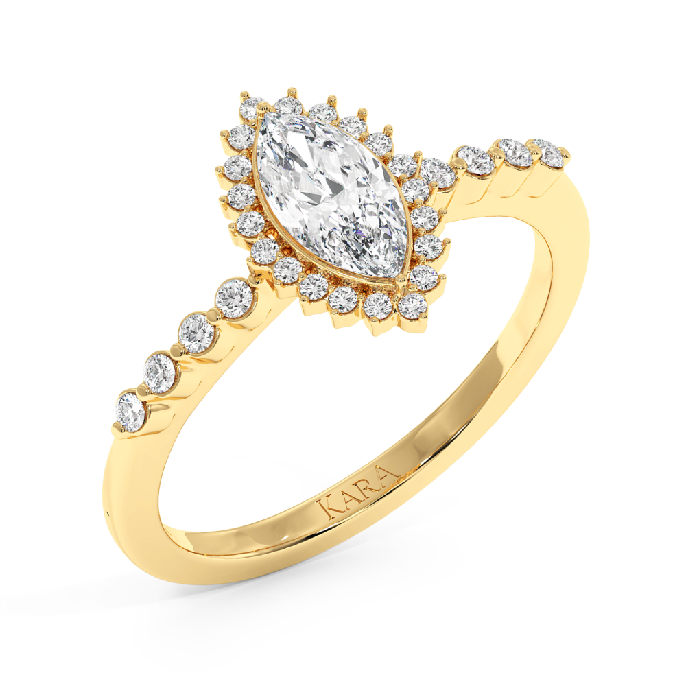 Engagement ring with 0.50 ct Marquise diamond and 0.15 ct side diamonds