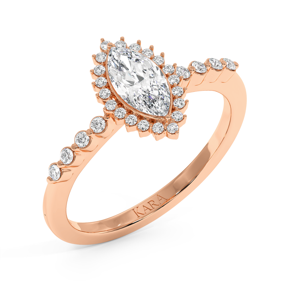Engagement ring with 0.50 ct Marquise diamond and 0.15 ct side diamonds