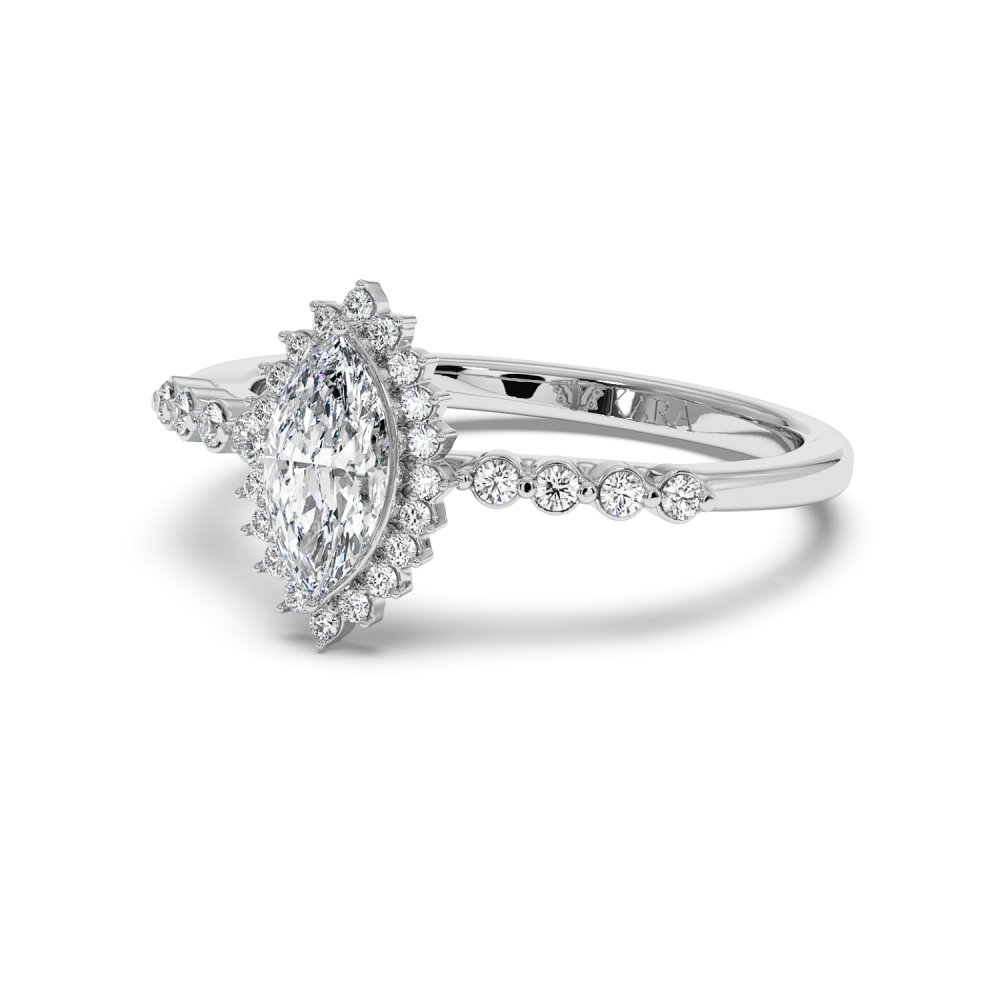 Engagement ring with 0.50 ct Marquise diamond and 0.15 ct side diamonds