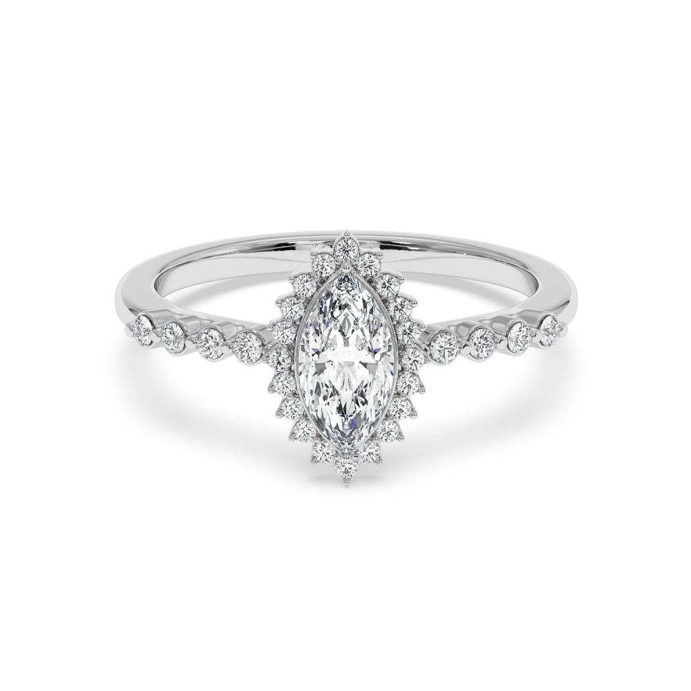 Engagement ring with 0.50 ct Marquise diamond and 0.15 ct side diamonds