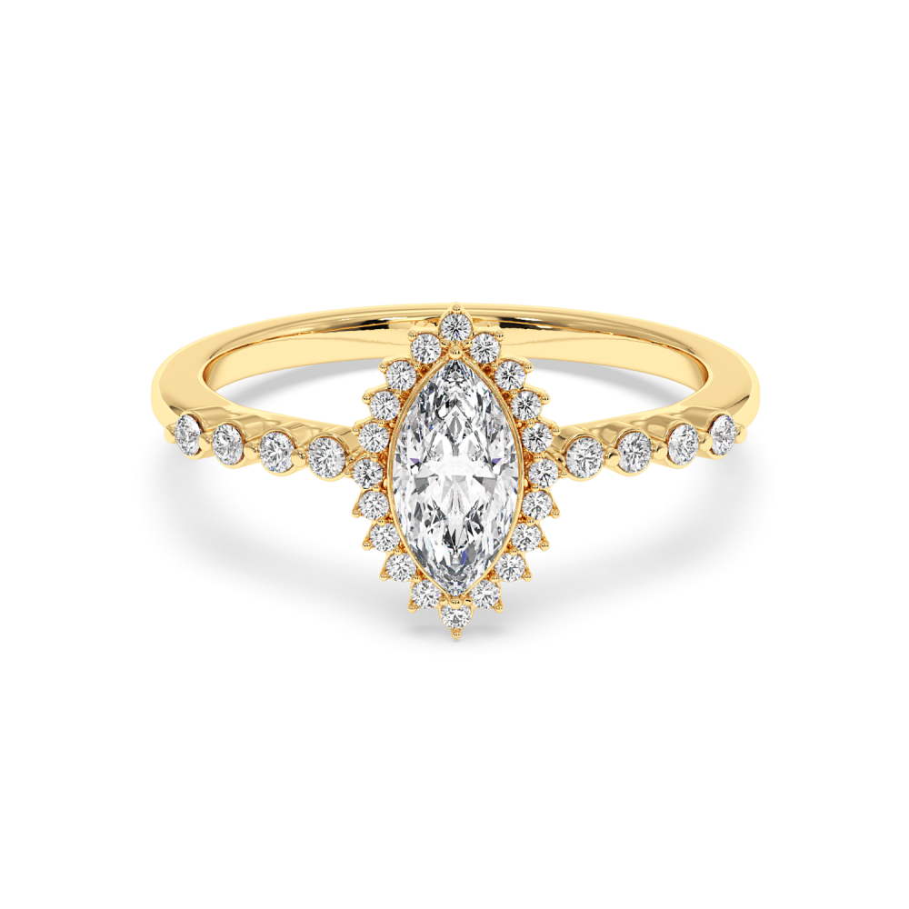 Engagement ring with 0.50 ct Marquise diamond and 0.15 ct side diamonds