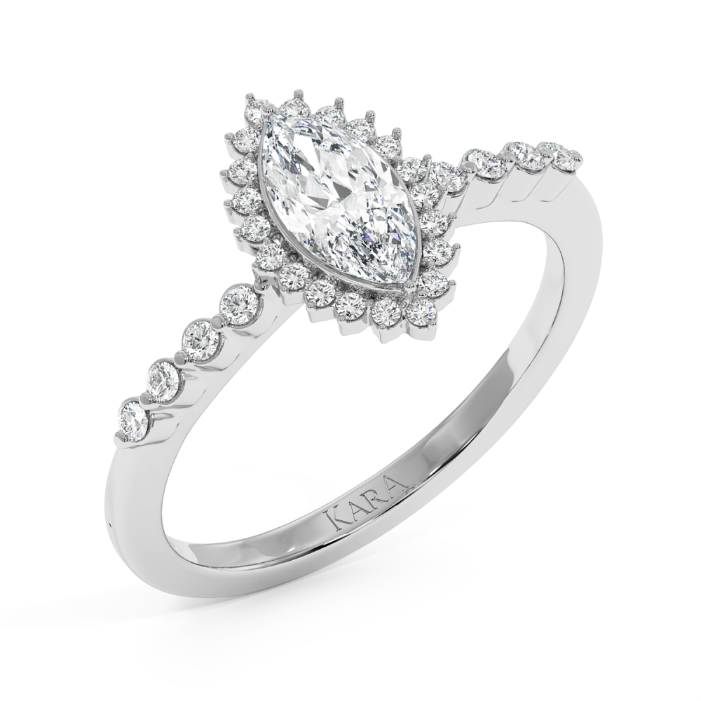Engagement ring with 0.50 ct Marquise diamond and 0.15 ct side diamonds