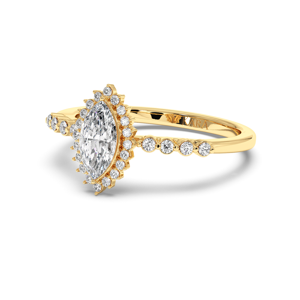 Engagement ring with 0.50 ct Marquise diamond and 0.15 ct side diamonds