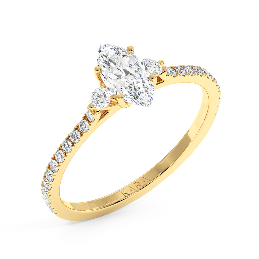Engagement ring with 0.50 ct Marquise diamond and 0.23 ct side diamonds