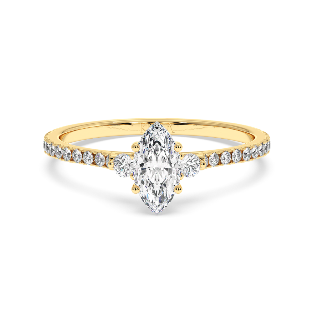 Engagement ring with 0.50 ct Marquise diamond and 0.23 ct side diamonds
