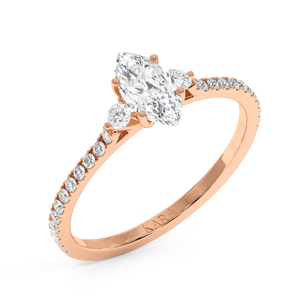 Engagement ring with 0.50 ct Marquise diamond and 0.23 ct side diamonds